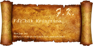 Fábik Krisztina névjegykártya